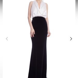 Badgley Mischka Elegant Black and White Maxi Dress